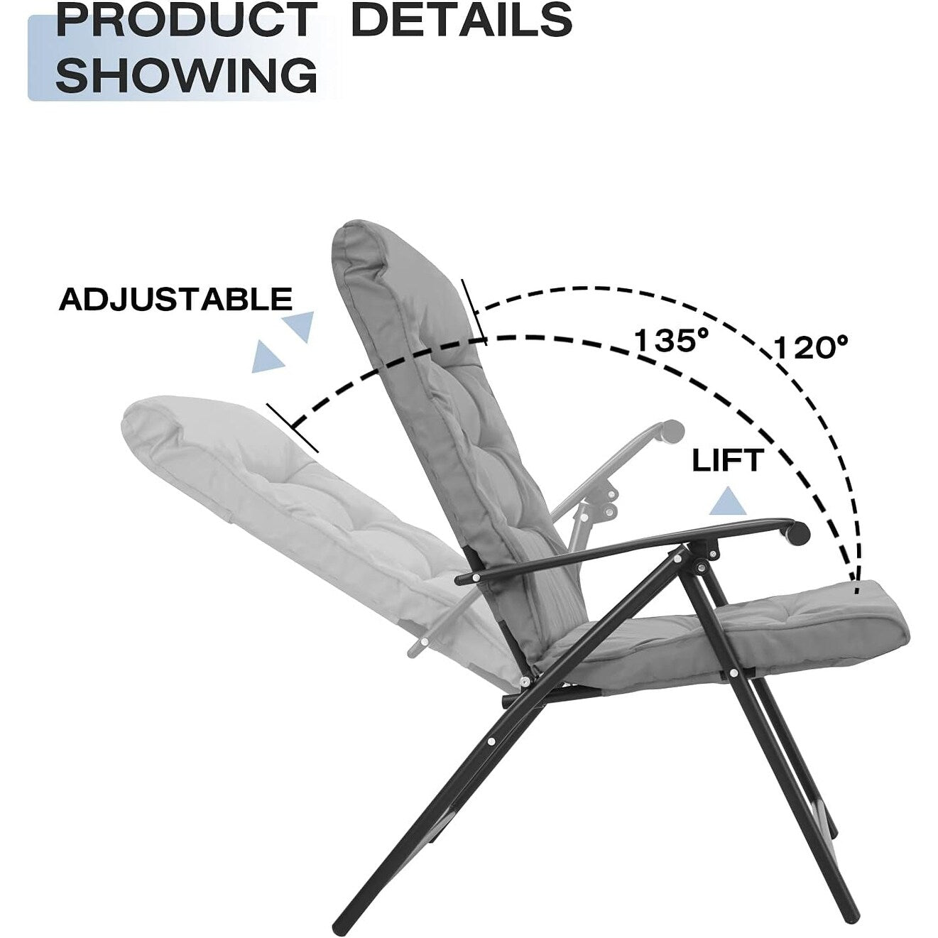 SUNCROWN Set da bistrot con 3 sedie pieghevoli imbottite per patio esterno