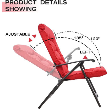 SUNCROWN Set da bistrot con 3 sedie pieghevoli imbottite per patio esterno