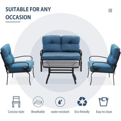 SUNCROWN 4 pezzi mobili da esterno patio set da conversazione divano a due posti