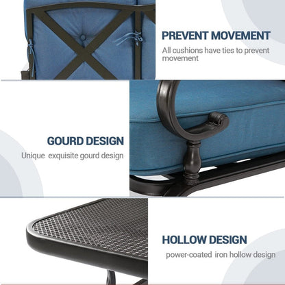 SUNCROWN 4 pezzi mobili da esterno patio set da conversazione divano a due posti