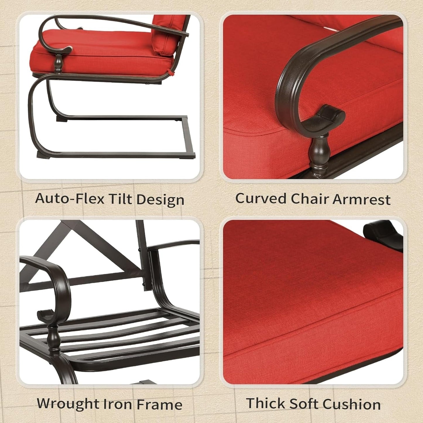 Set da conversazione per esterni SUNCROWN da 5 pezzi, panca da giardino e 2 sedie a sdraio con 2 tavolini da caffè