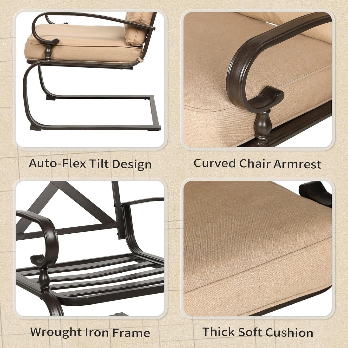 Set da conversazione per esterni SUNCROWN da 5 pezzi, panca da giardino e 2 sedie a sdraio con 2 tavolini da caffè