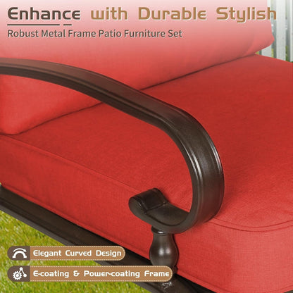 Set da conversazione per esterni SUNCROWN da 5 pezzi, panca da giardino e 2 sedie a sdraio con 2 tavolini da caffè