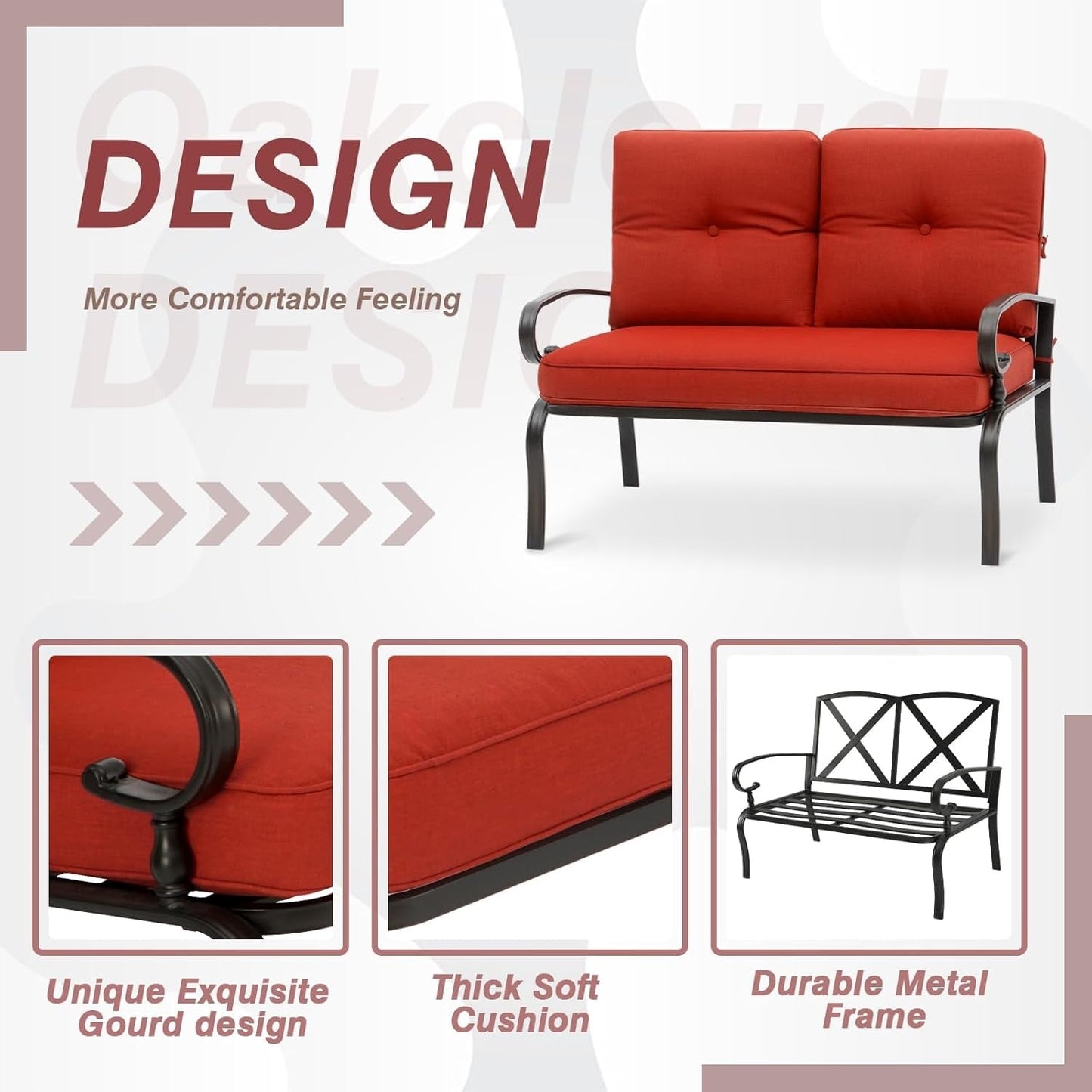 Set da conversazione per esterni SUNCROWN da 5 pezzi, panca da giardino e 2 sedie a sdraio con 2 tavolini da caffè