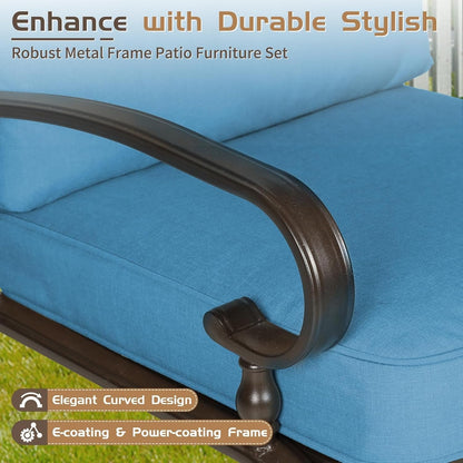 Set da conversazione per esterni SUNCROWN da 5 pezzi, panca da giardino e 2 sedie a sdraio con 2 tavolini da caffè