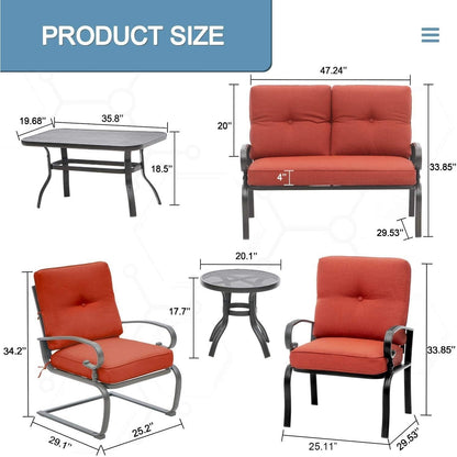 Set da conversazione per patio con mobili da esterno in metallo SUNCROWN da 7 pezzi