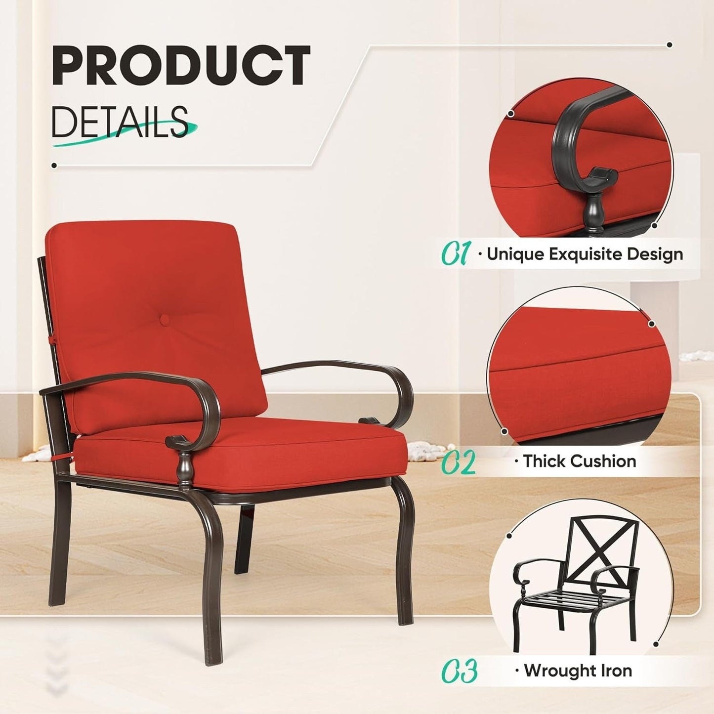 Set da conversazione per patio con mobili da esterno in metallo SUNCROWN da 7 pezzi