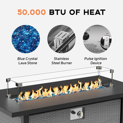Set da conversazione con divano componibile imbottito in vimini e rattan grigio da esterno, 7 pezzi