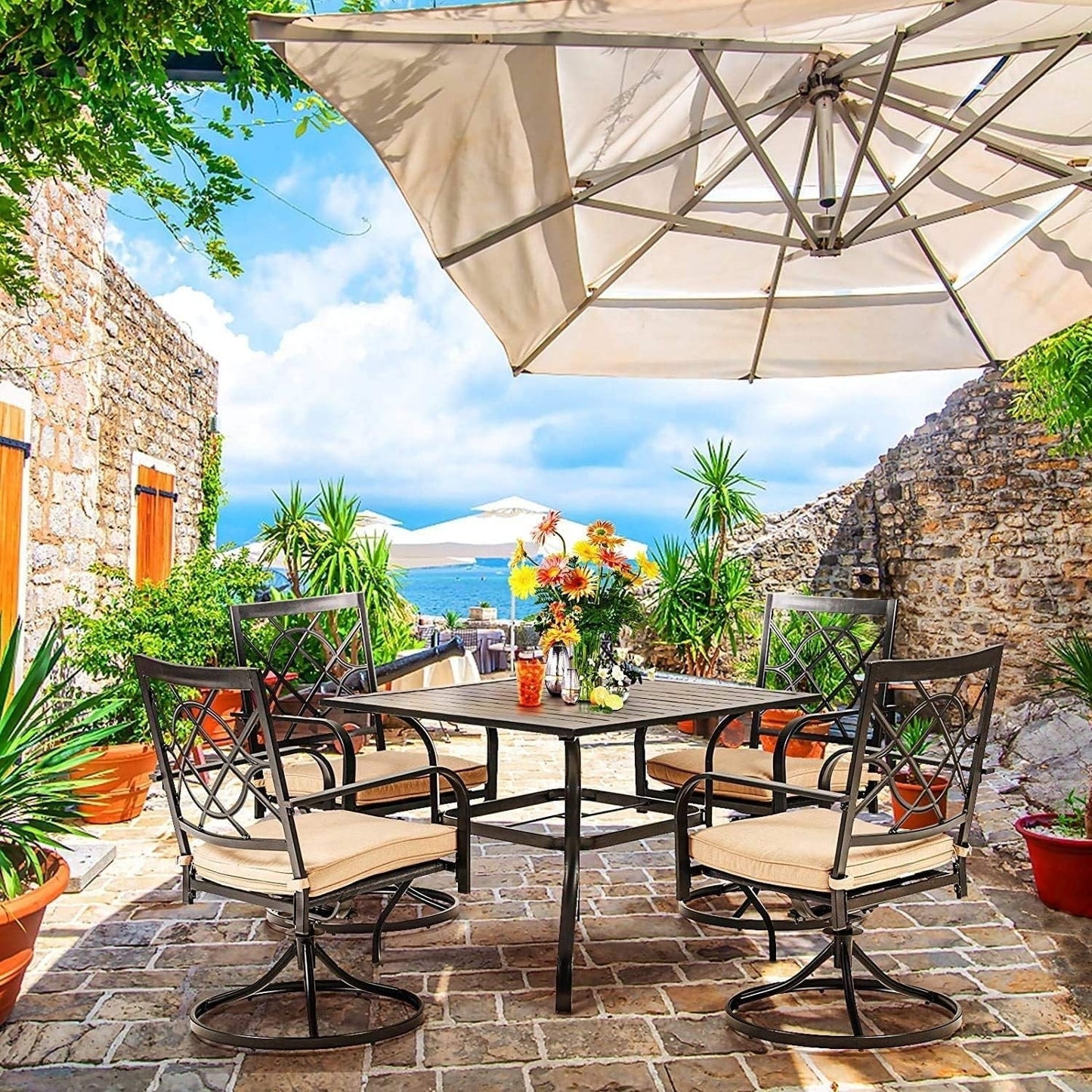 Set da pranzo in metallo per esterni da 5/7 pezzi