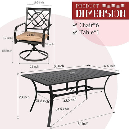 Set da pranzo in metallo per esterni da 5/7 pezzi