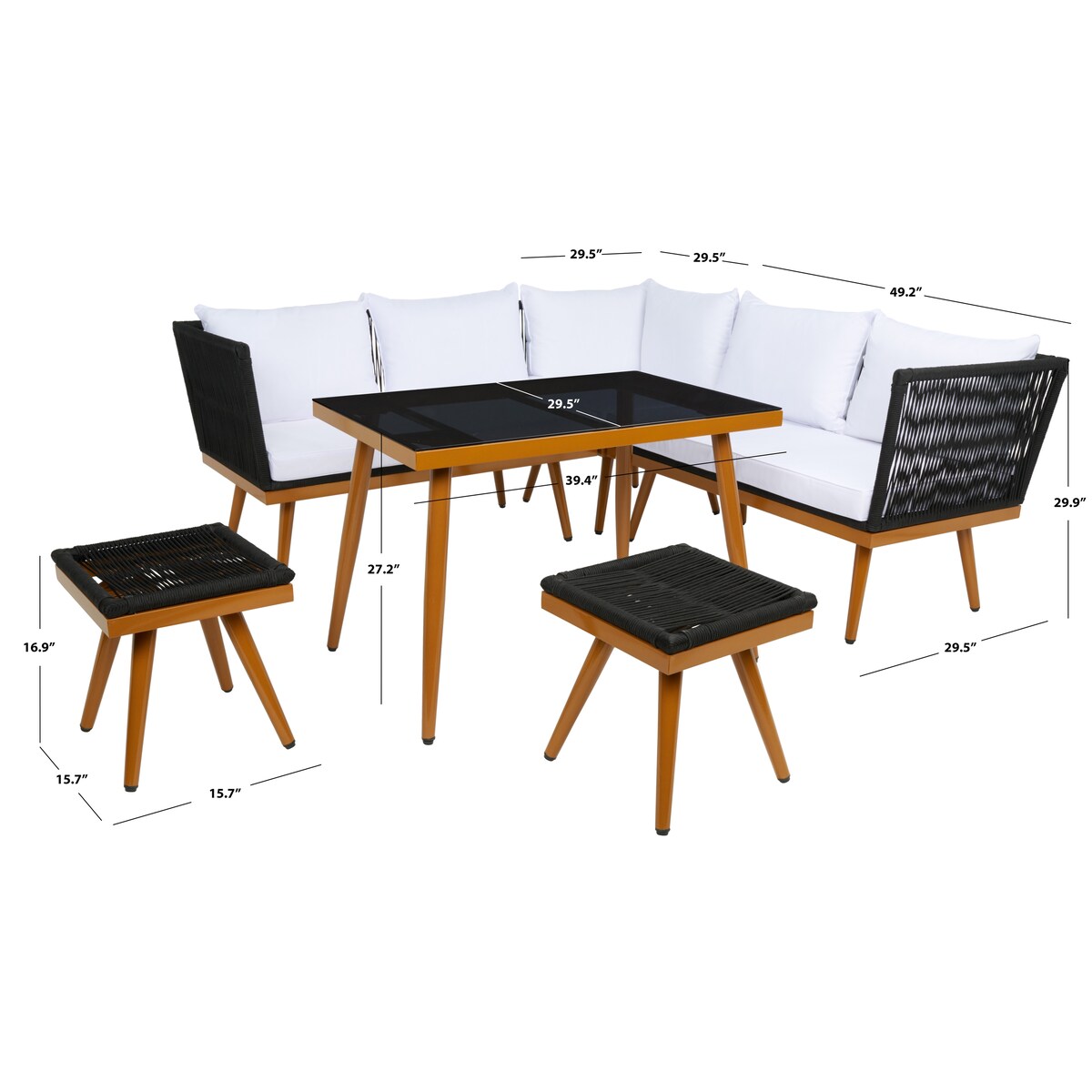 Safavieh Outdoor living Romlin Set da pranzo per esterni - 49Lx30Px30A
