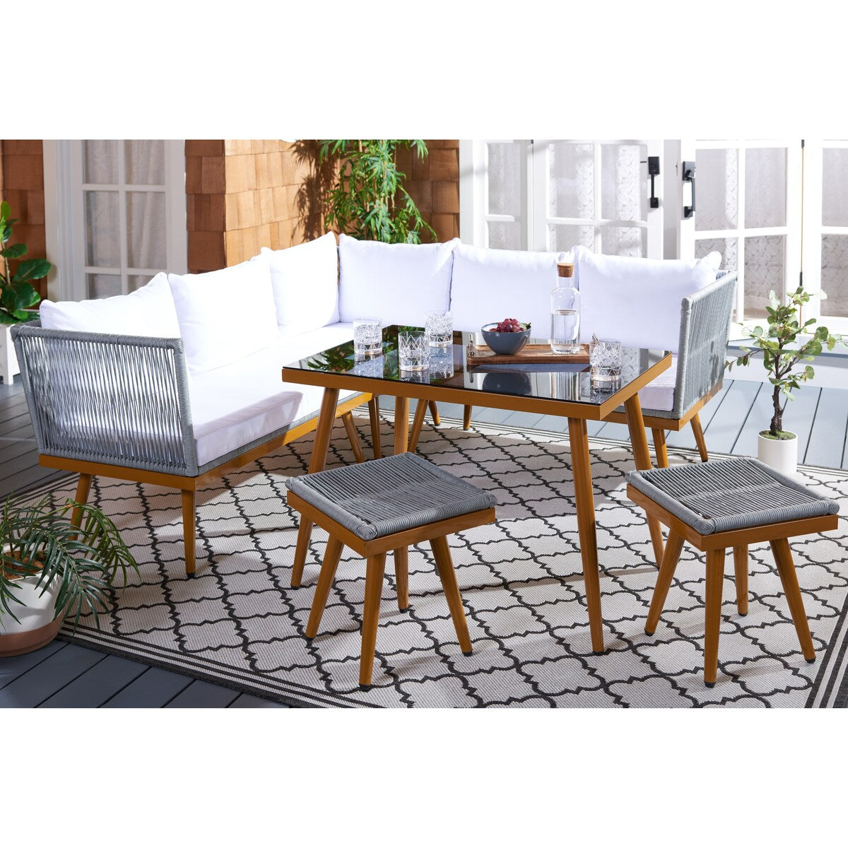 Safavieh Outdoor living Romlin Set da pranzo per esterni - 49Lx30Px30A