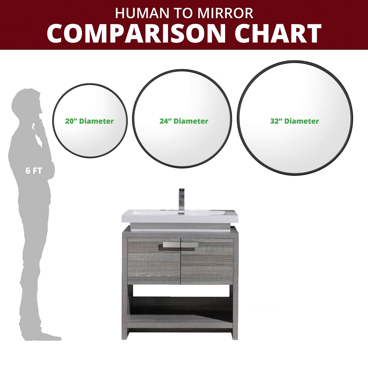 Specchio da parete rotondo in alluminio color salvia