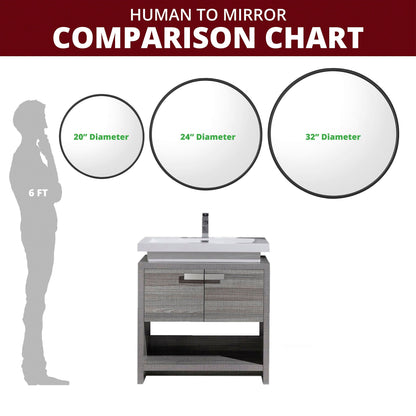 Specchio da parete rotondo in alluminio color salvia