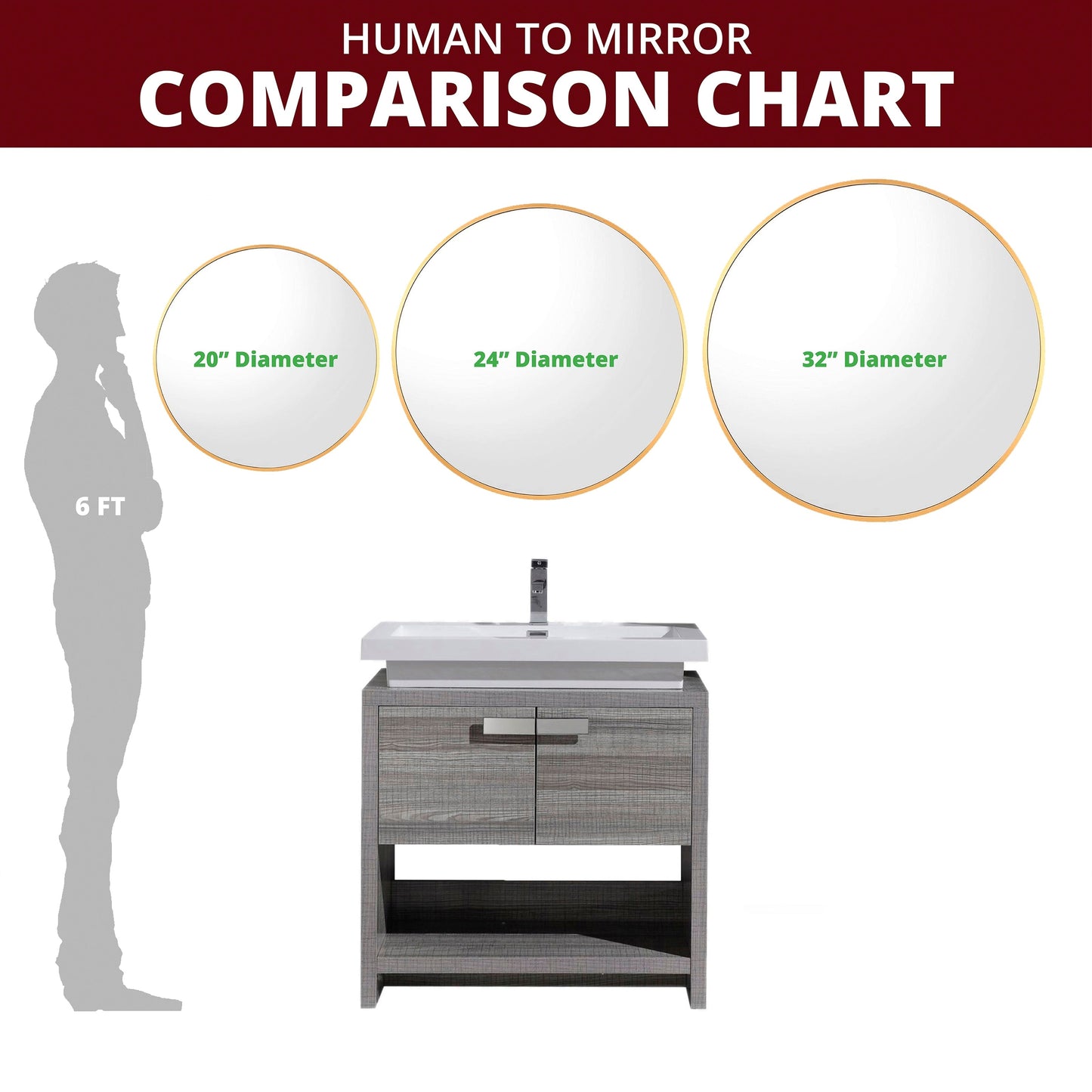 Specchio da parete rotondo in alluminio color salvia