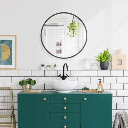 Specchio da parete rotondo in alluminio color salvia