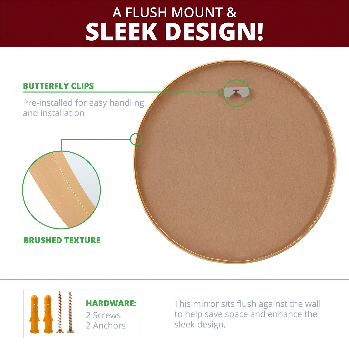 Specchio da parete rotondo in alluminio color salvia