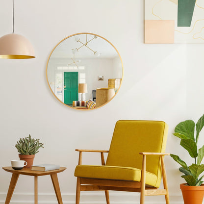 Specchio da parete rotondo in alluminio color salvia