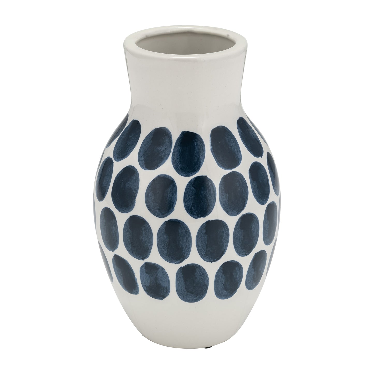 Vaso astratto in ceramica bianca e a pois Sagebrook Home