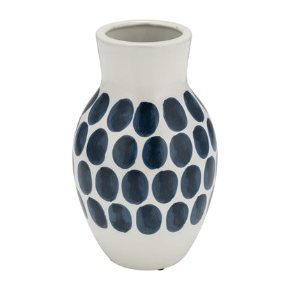 Vaso astratto in ceramica bianca e a pois Sagebrook Home