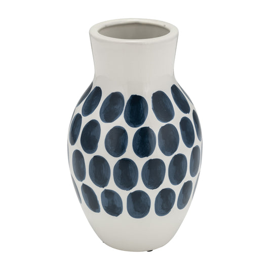Vaso astratto in ceramica bianca e a pois Sagebrook Home