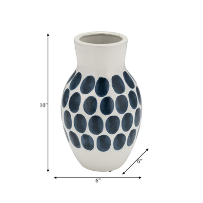 Vaso astratto in ceramica bianca e a pois Sagebrook Home