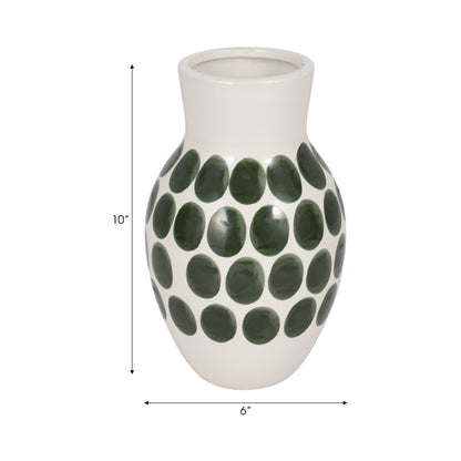 Vaso astratto in ceramica bianca e a pois Sagebrook Home