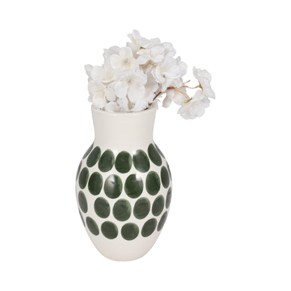 Vaso astratto in ceramica bianca e a pois Sagebrook Home