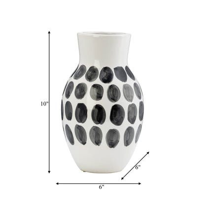 Vaso astratto in ceramica bianca e a pois Sagebrook Home