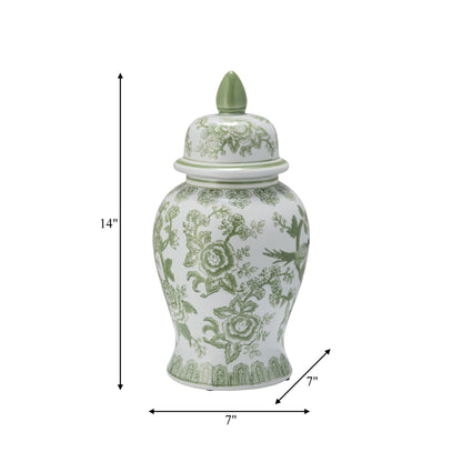 Barattolo in ceramica con coperchio in gres porcellanato Chinoiserie di Sagebrook Home - Pezzo decorativo ornamentale