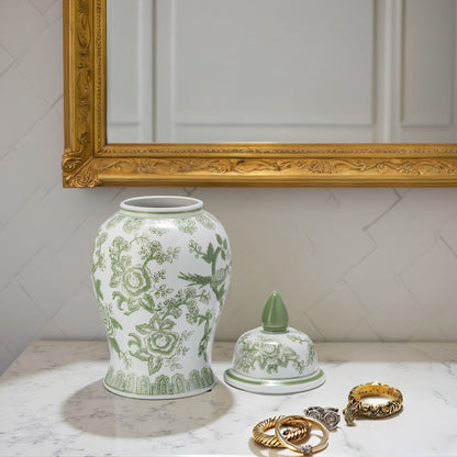 Barattolo in ceramica con coperchio in gres porcellanato Chinoiserie di Sagebrook Home - Pezzo decorativo ornamentale