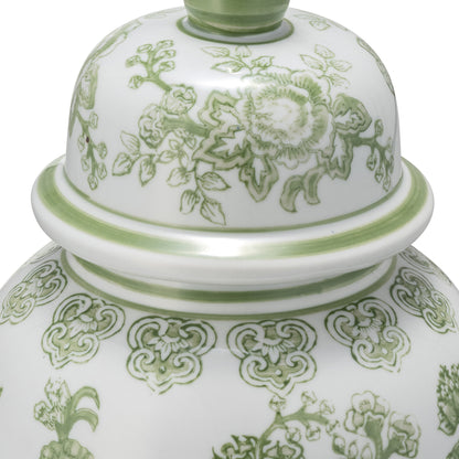 Barattolo in ceramica con coperchio in gres porcellanato Chinoiserie di Sagebrook Home - Pezzo decorativo ornamentale