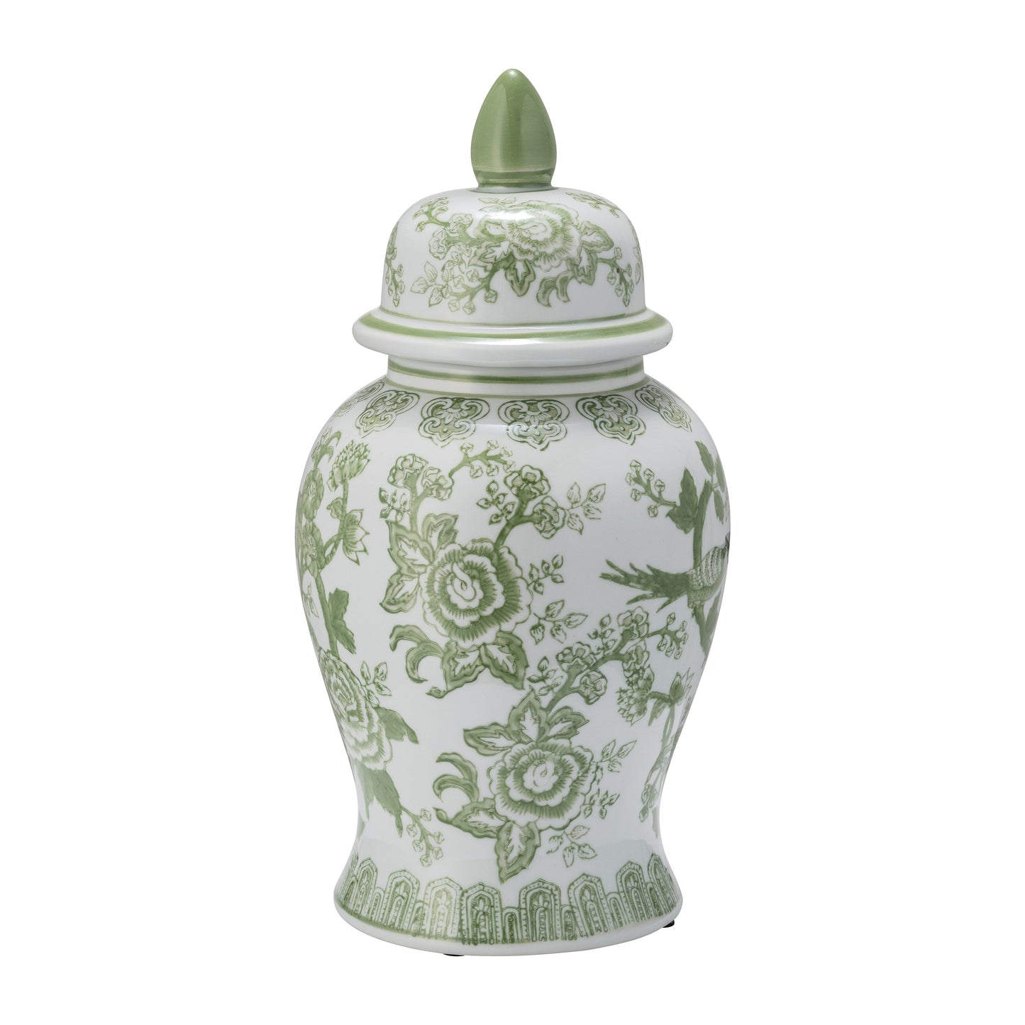 Barattolo in ceramica con coperchio in gres porcellanato Chinoiserie di Sagebrook Home - Pezzo decorativo ornamentale