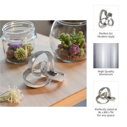 Scultura decorativa intrecciata astratta in alluminio moderno Sagebrook Home - 8 x 8 x 7