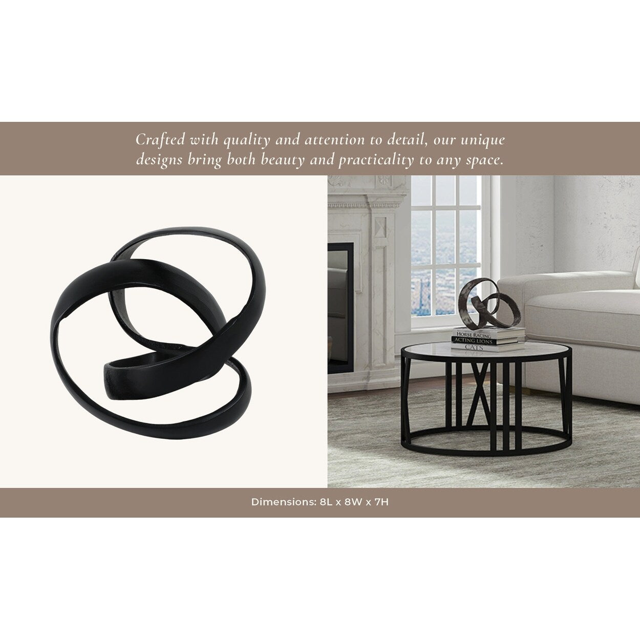 Scultura decorativa intrecciata astratta in alluminio moderno Sagebrook Home - 8 x 8 x 7