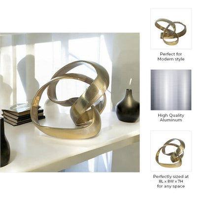 Scultura decorativa intrecciata astratta in alluminio moderno Sagebrook Home - 8 x 8 x 7