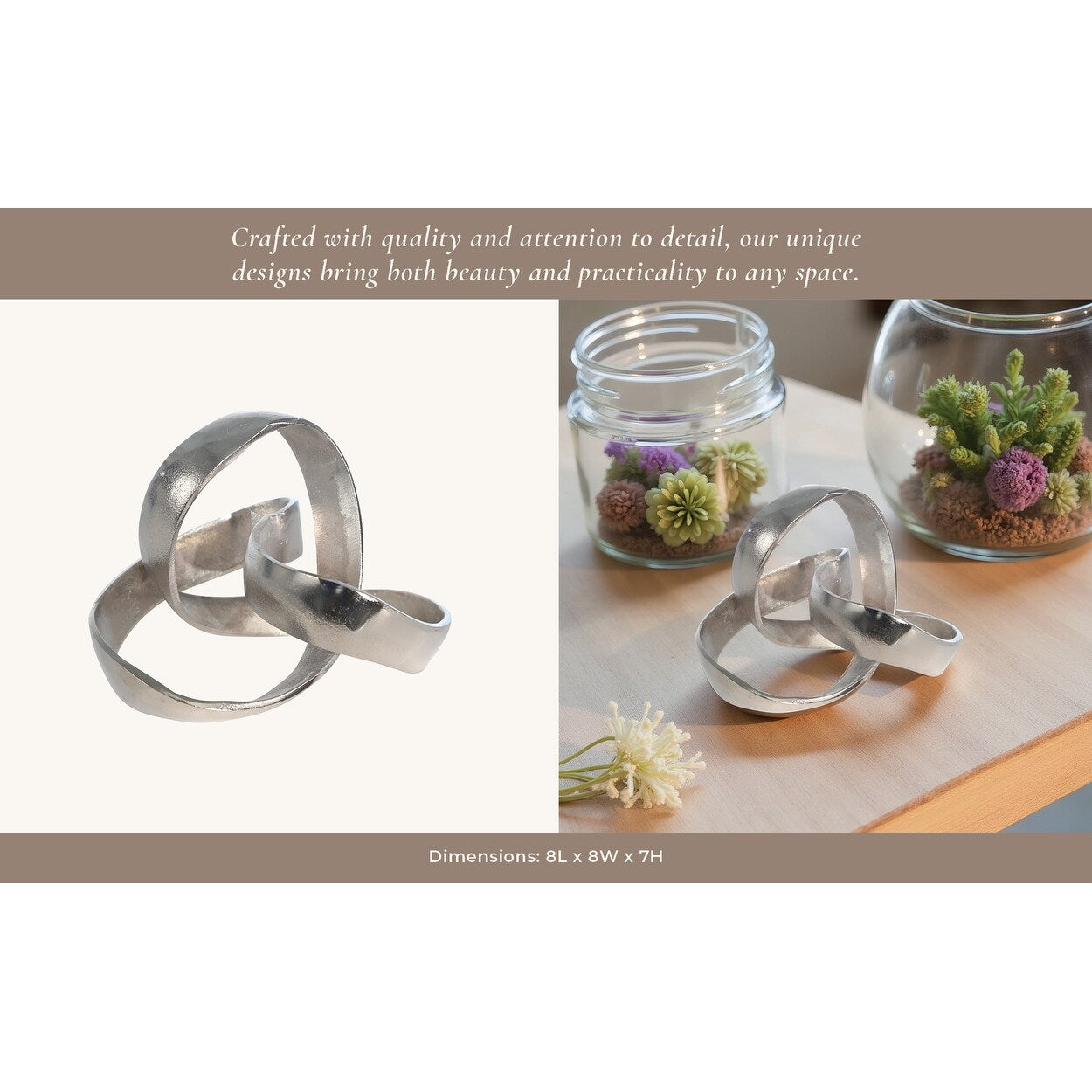 Scultura decorativa intrecciata astratta in alluminio moderno Sagebrook Home - 8 x 8 x 7