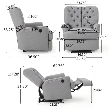 Poltrona reclinabile elettrica in tessuto trapuntato Salomo di Christopher Knight Home