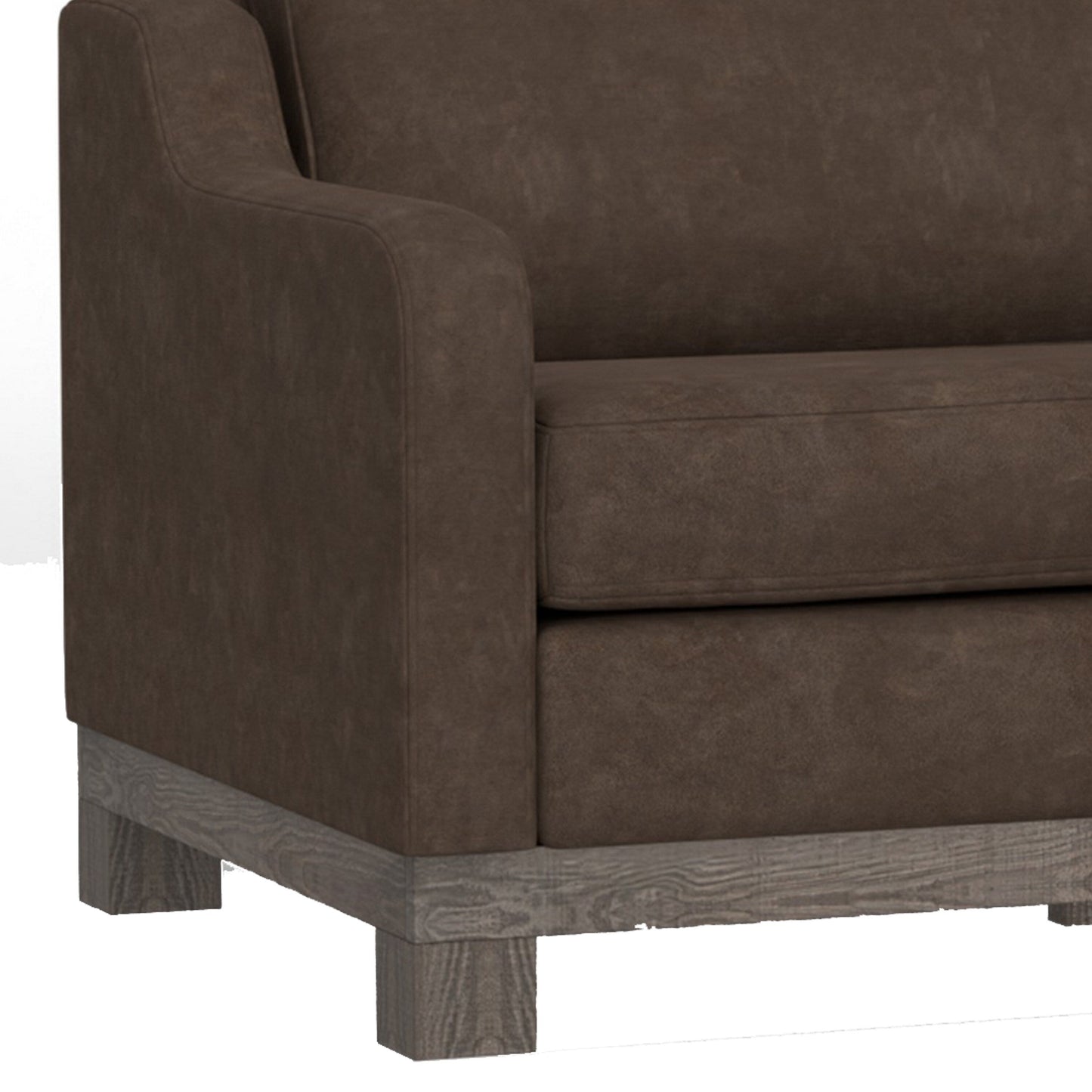 Divano Sama da 91 pollici, 2 cuscini decorativi, legno di pino massello, tessuto marrone