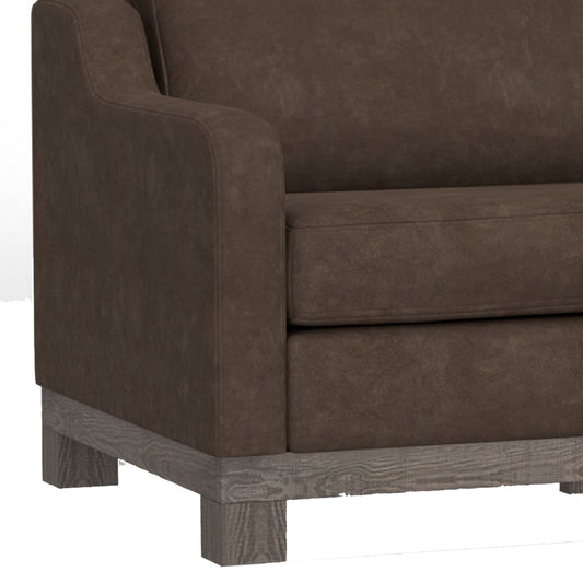 Divano Sama da 91 pollici, 2 cuscini decorativi, legno di pino massello, tessuto marrone