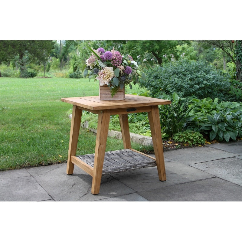 Set di contenitori Samera da 6 pezzi in teak e vimini