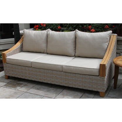 Set di divani Samera in vimini di frassino e teak da 4 pezzi con tessuti Sunbrella