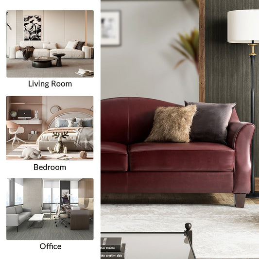 Divano classico Sandra 81.5 in vera pelle con gambe in legno massello di HULALA HOME