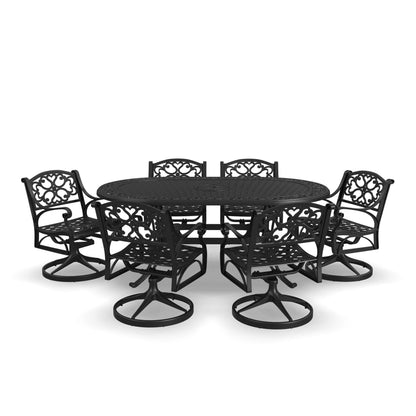 Set da pranzo per esterni Sanibel in alluminio nero da 7 pezzi di Homestyles - 72 x 29 x 42