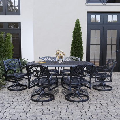 Set da pranzo per esterni Sanibel in alluminio nero da 7 pezzi di Homestyles - 72 x 29 x 42