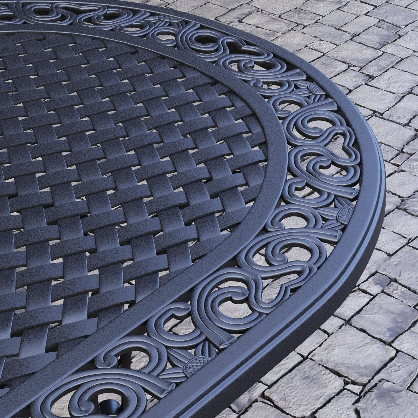 Set da pranzo per esterni Sanibel in alluminio nero da 7 pezzi di Homestyles - 72 x 29 x 42