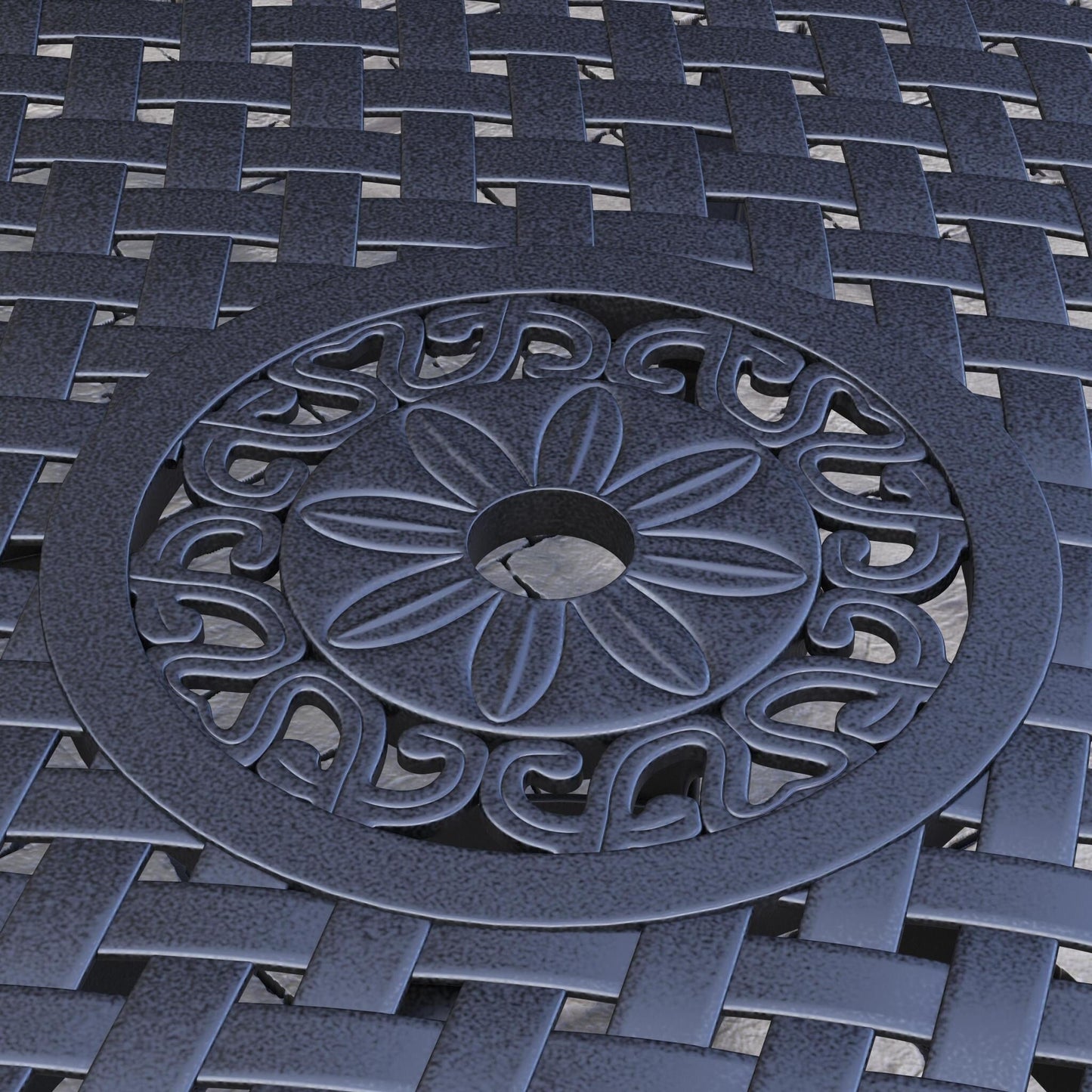 Set da pranzo per esterni Sanibel in alluminio nero da 7 pezzi di Homestyles - 72 x 29 x 42