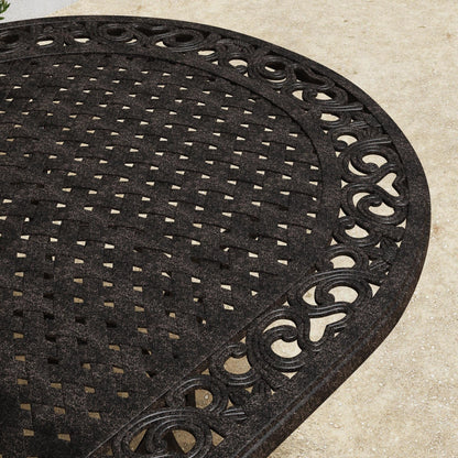 Set da pranzo per esterni Sanibel in alluminio color bronzo da 7 pezzi con tavolo da pranzo ovale da 72 pollici e sei poltrone di Homestyles