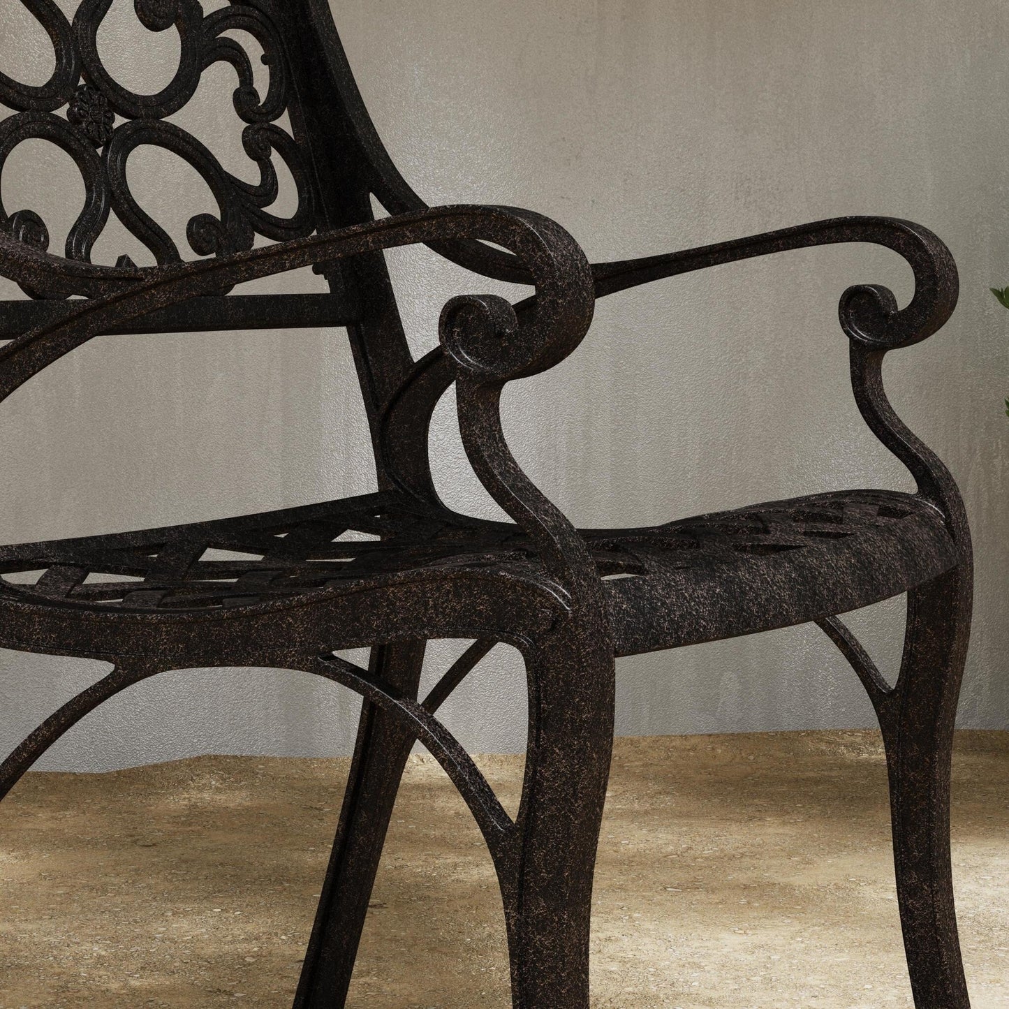 Set da pranzo per esterni Sanibel in alluminio color bronzo da 7 pezzi con tavolo da pranzo ovale da 72 pollici e sei poltrone di Homestyles