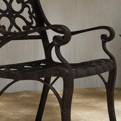 Set da pranzo per esterni Sanibel in alluminio color bronzo da 7 pezzi con tavolo da pranzo ovale da 72 pollici e sei poltrone di Homestyles